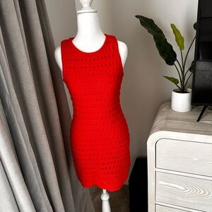 Lulu's Red Sheath Mini Dress Crew Neck Sleeveless